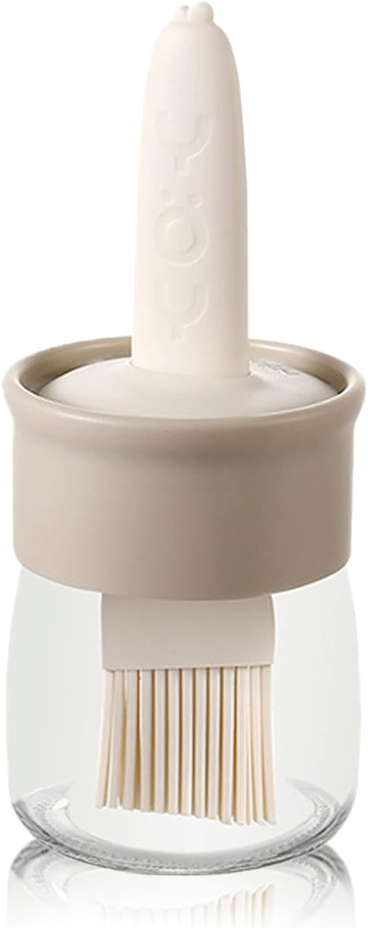 Sauce and Oil Bottle with Silicone Brush for Cooking BBQ Kitchen - 6.8oz