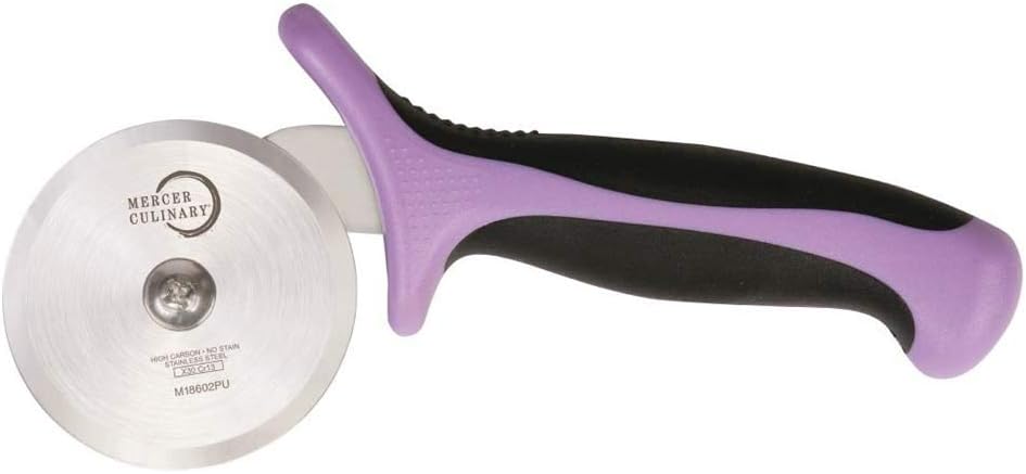 Mercer Culinary Millennia Pizza Cutter with Purple Handle, 2.75 Inch Wheel, Stainless Steel
