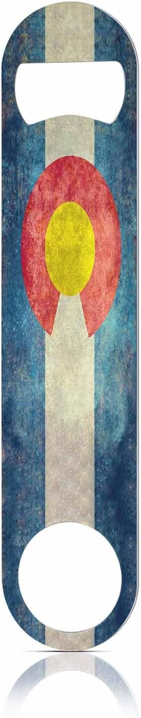 Colorado Flag Stainless Steel Bottle Opener Vintage Colorado State Flag Blue White Stripe Red Yellow Flat Beer Bottle Opener Keychain for Home Kitchen Bar Restaurant Party Birthday Gift