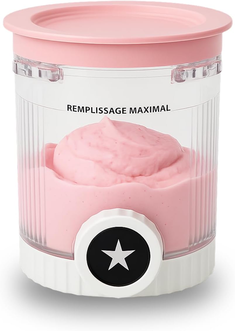 1 Pack Pint Container Replacement for Ninja Creami Swirl NC700/NC701 Series, 16oz BPA-Free Ice Cream Pints with Lids, Leak-Proof & Dishwasher Safe (Pink)