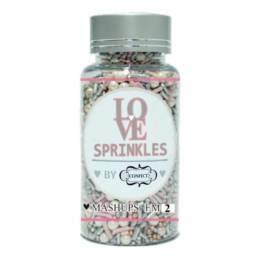 Confect Fusion Pink & Silver Sprinkles Mix - Pearl Sugar Cake Decorations, Dessert Toppings, Edible Confetti | Vegan, Gluten-Free, Nut-Free, Soy-Free, Dairy-Free, Palm Oil-Free- 4.2 Oz
