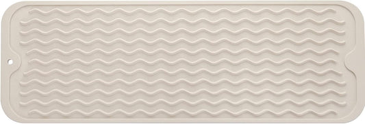 Silicone Dish Drying Mat for Multiple Usage,Easy clean,Eco-friendly,Heat-resistant Silicone Mat for Kitchen Counter,Sink,Bar,Bottle,or Cup Tapioca M 17 inches x 6 inches
