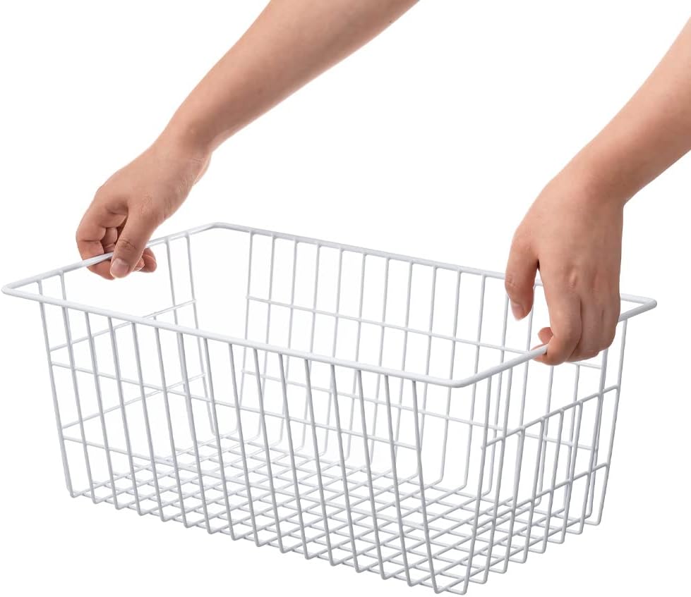 SANNO 14" Wire Freezer Baskets, Farmhouse Metal Wire Storage Basket Freezer Storage Organizer for Kitchen Pantry, Set of 8