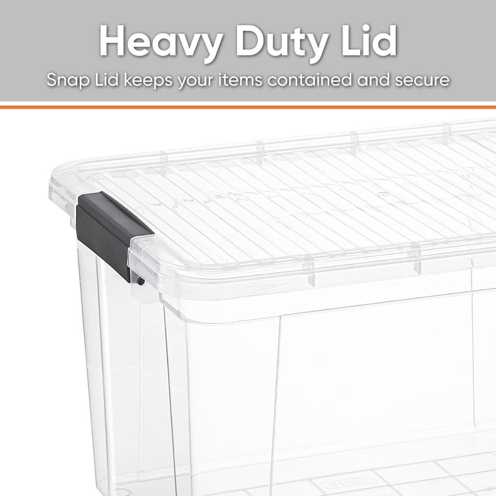 Superio Storage Bins with Lids, Clear Plastic Containers for Organizing, Stackable Totes, BPA Free, Odor Free, Organizer Boxes for Home, and Dorm (4 Pack, 14.25 Qt)