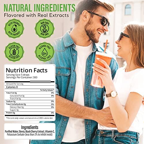 Stevia Select Black Cherry Flavored Liquid Stevia – Zero Calorie Coffee, Tea, Drink & Baking Sweetener, All-Natural, No Erythritol, Keto-Friendly Sugar Alternative, 300 Servings – 2 Oz