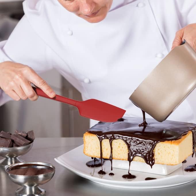 Coukre Silicone Spatula Set of 5,High Temperature Resistant, Food Grade Silicone, Dishwasher Safe, for Baking, Cooking (Pure Red)