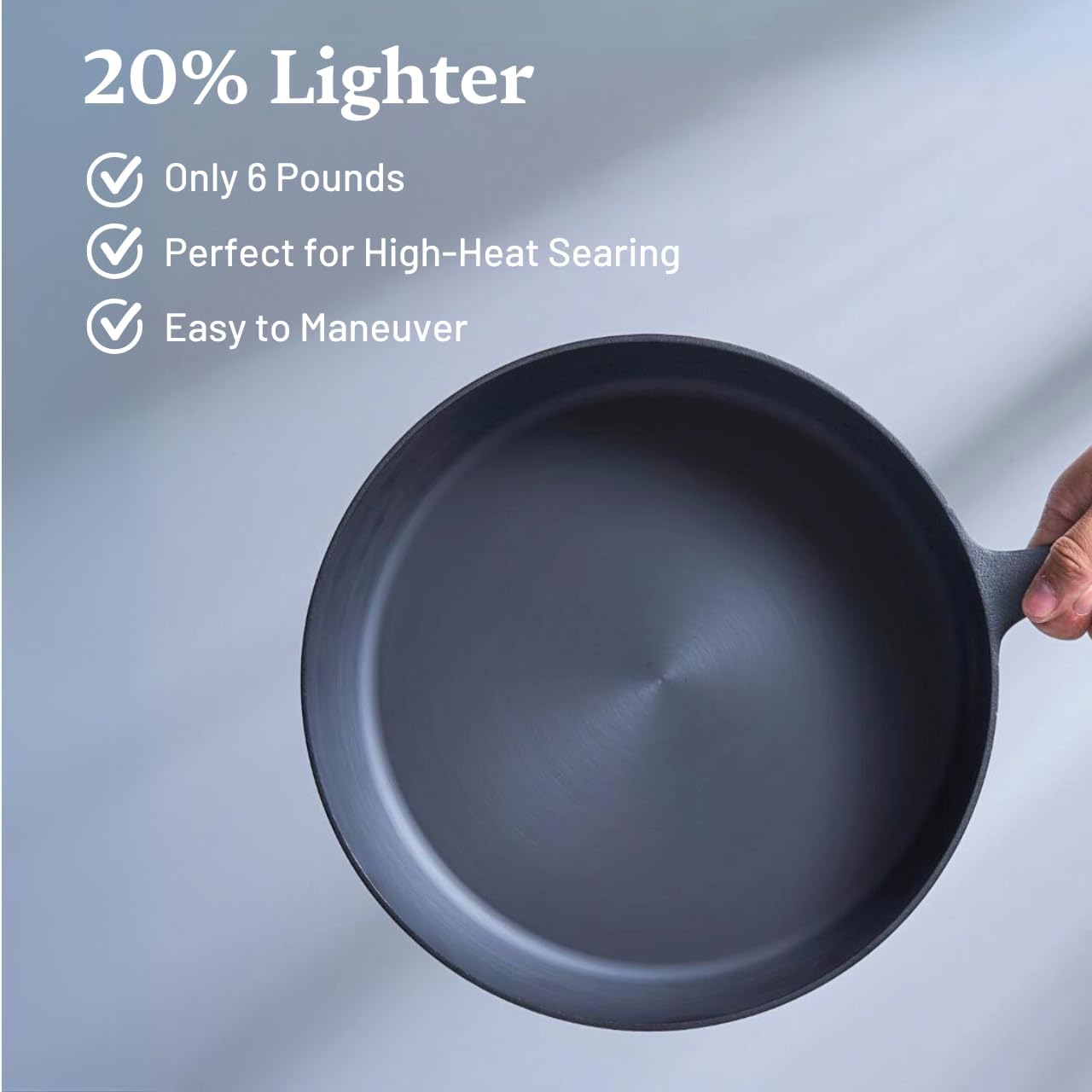 Flambo 12 Inch Cast Iron Skillet - Naturally Non-Stick, Pre-Seasoned Frying Pan, Smooth Nonstick Finish for Grilling, Frying, Sauteing, Searing, Baking - Use on Oven, Stove, Grill, or Campfire