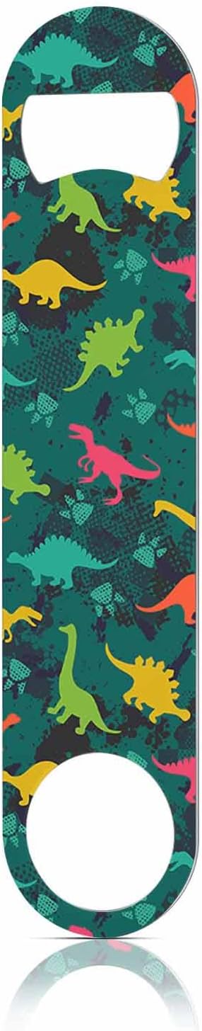 Cute Dinosaur Stainless Steel Bottle Opener Cartoon Colorful Dinosaurs Reptile Green Flat Beer Bottle Opener Keychain for Home Kitchen Bar Restaurant Party Birthday Gift