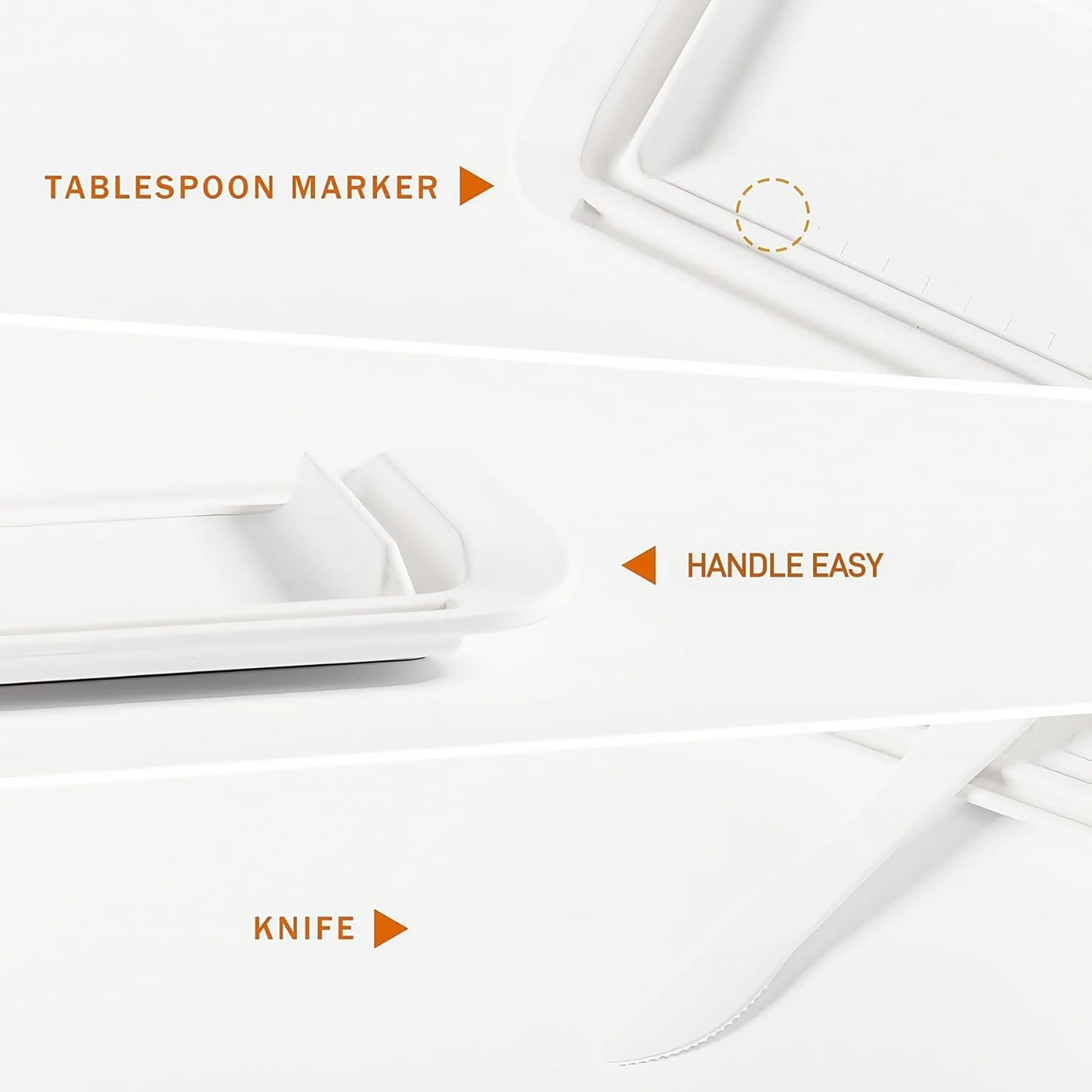 Butter Dish with Lid, Large Butter Dish with Lid for Countertop, Built-in Knife Slot Butter Keeper for Kitchen or Fridge, Bamboo Fiber Butter Tray, Butter Holder for 2 Sticks(White, Large)