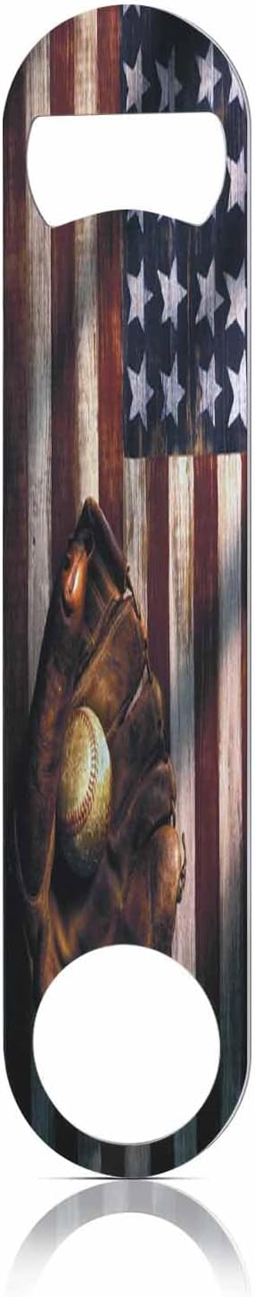 Baseball Gloves Stainless Steel Bottle Opener Vintage American Flag Baseball League Equipment Grunge Glove Flat Beer Bottle Opener Keychain for Home Kitchen Bar Restaurant Party Birthday Gift