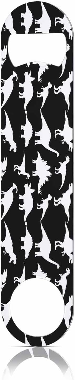 Dinosaurs Stainless Steel Bottle Opener Black Dinosaur Silhouette Triceratops Shadow Raptor Tyrannosaurus Flat Beer Bottle Opener Keychain for Home Kitchen Bar Restaurant Party Birthday Gift