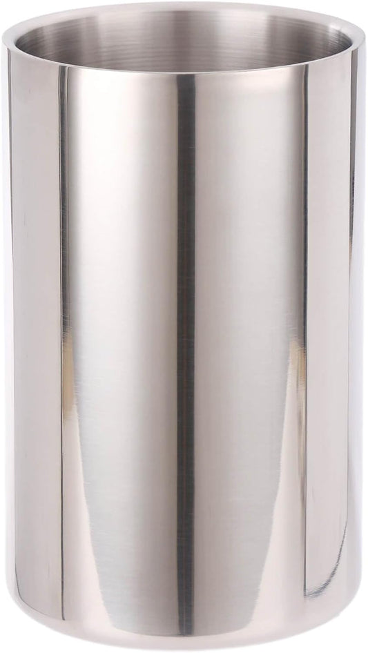 Double Wall Utensil Holder - 304 Stainless Steel Sleek Kitchen Utensil Holder for Countertop, Spatula Spoon Storage Organizer, Large Cooking Utensil Caddy Counter, Shining Utensil Crock, Mirror Polish