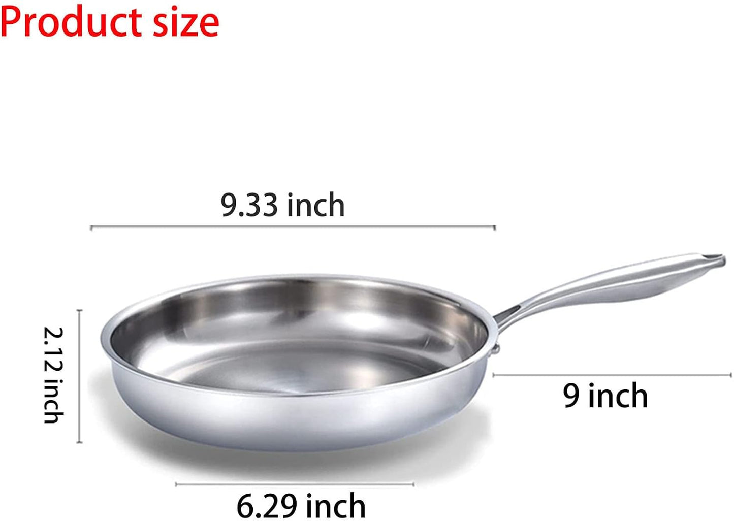 DELARLO Triply Stainless Steel Pan 8 Inch Frying pan, Induction Skillet Compatible Up to 600℉, Fast and Even Heat, Oven Broiler Safe, Small Skillet, Omelette, Small Pan for Eggs, Steak, Bacon