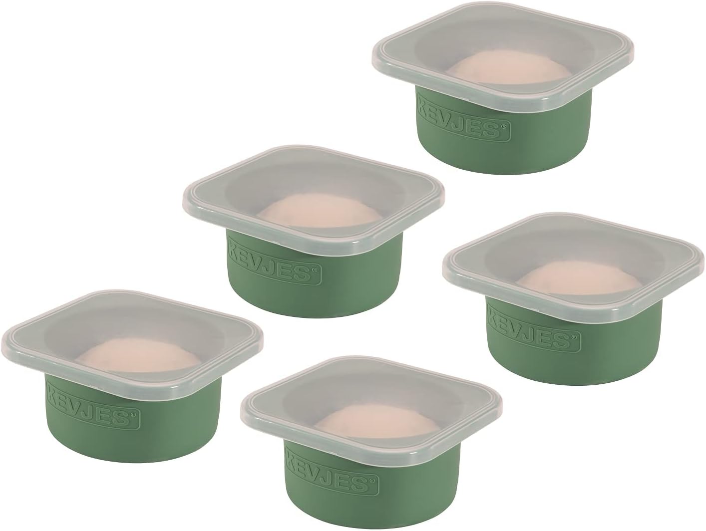 Stackable Silicone Artisan Pizza Dough Proofing Boxes Proving Containers with Lids pizza making accessories-5pack-500ml portion (Green)