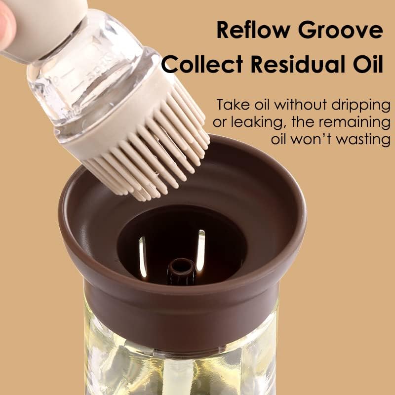 Oil Dispenser with Brush - 3 Pack Glass 2 IN 1 Oil Dispensing Bottle with Basting Brush for Cooking Frying Baking Kitchen, 180ml, T-OB21 Blue+Green+Red