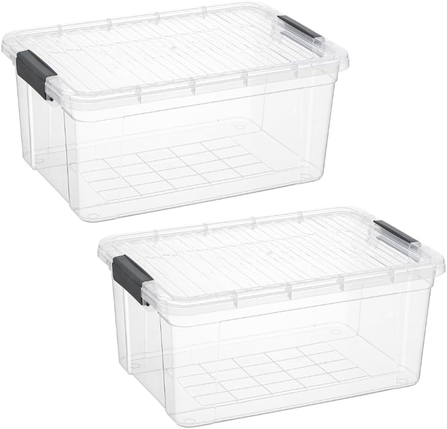 Superio Storage Bins with Lids, Clear Plastic Containers for Organizing, Stackable Totes, BPA Free, Odor Free, Organizer Boxes for Home, and Dorm (2 Pack, 36 Qt)
