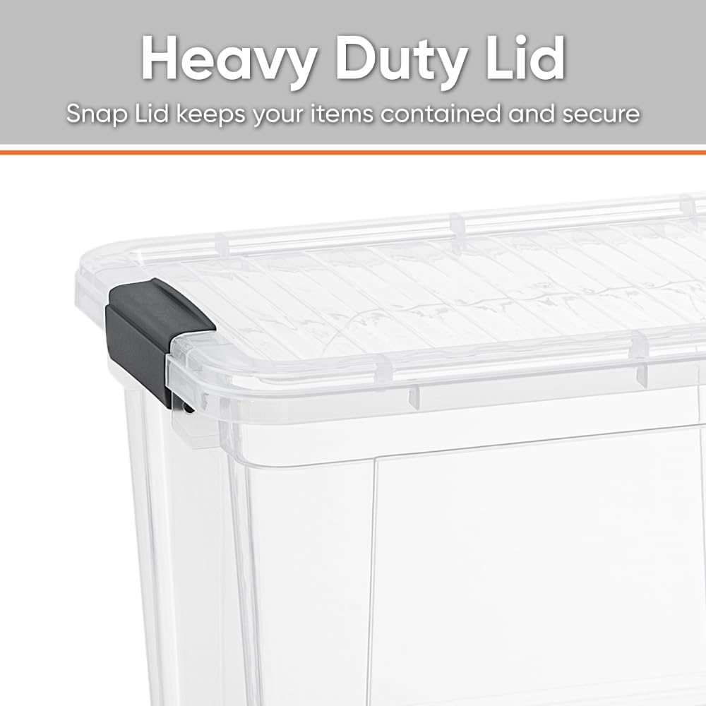 Superio Storage Bins with Lids- 2 Pack, 2.5 Qt Clear Boxes for Organizing, Stackable Plastic Containers- BPA Free, Non-Toxic, Odor Free, Organizer for Home, Office, Dorm