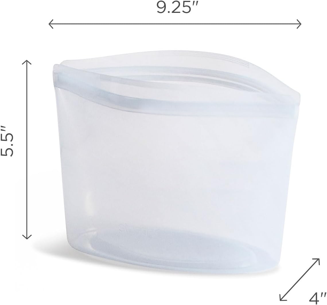 Stasher Premium Silicone Reusable Food Storage Bowl, Clear, Microwave, Sous Vide, Dishwasher, Oven and Freezer Safe, BPA Free, Leak-free, Eco-friendly, 4-Cup Bowl