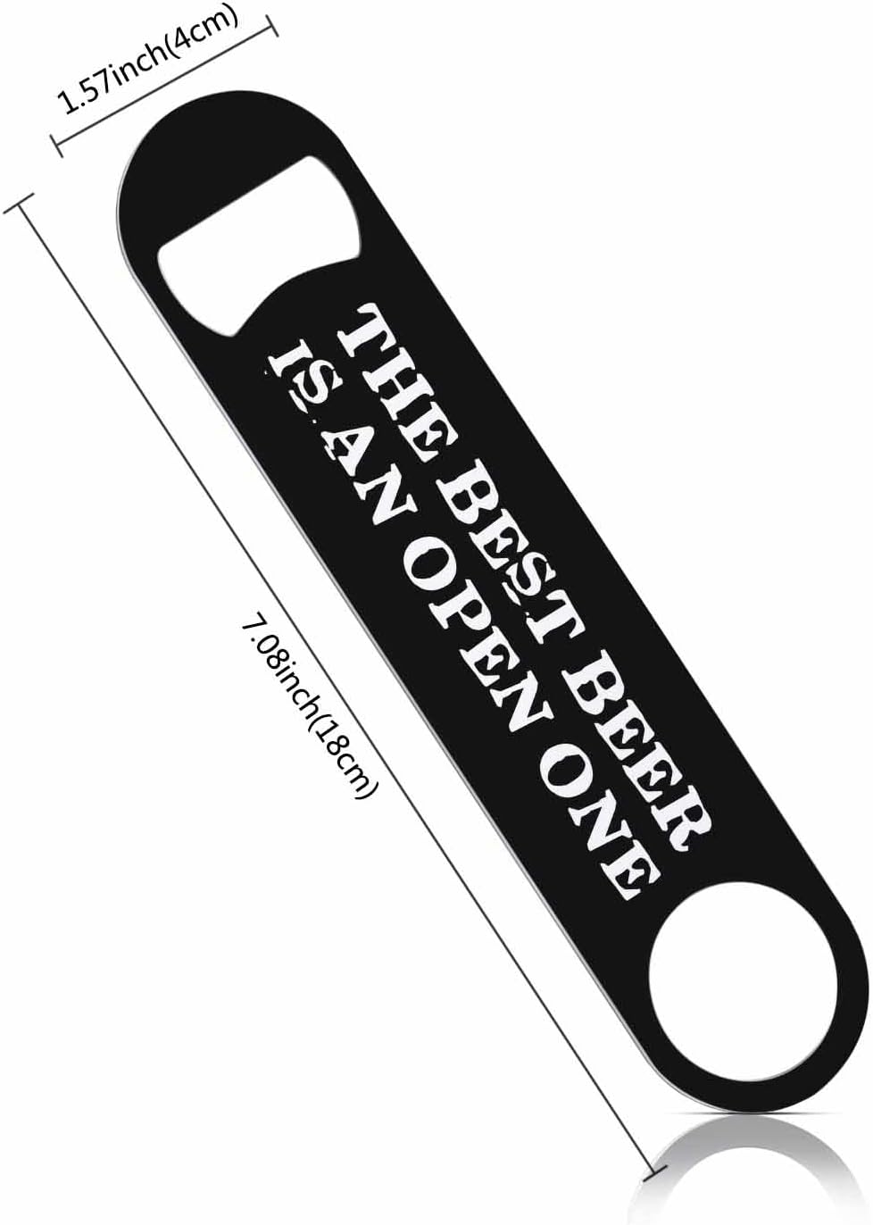 Black White Stainless Steel Bottle Opener The Best Beer Is An Open One Flat Beer Bottle Opener Keychain for Home Kitchen Bar Restaurant Party Birthday Gift
