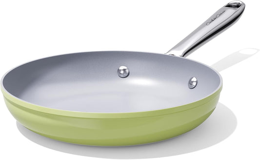 Nonstick Ceramic Frying Pan 10" Non Toxic Cooking Skillet for Eggs Pancakes & Stir Fry Even Heat Distribution PTFE/PFOA/PFAS Free Oven Safe Up to 500°F All Cooktops Compatible -Avocado Green