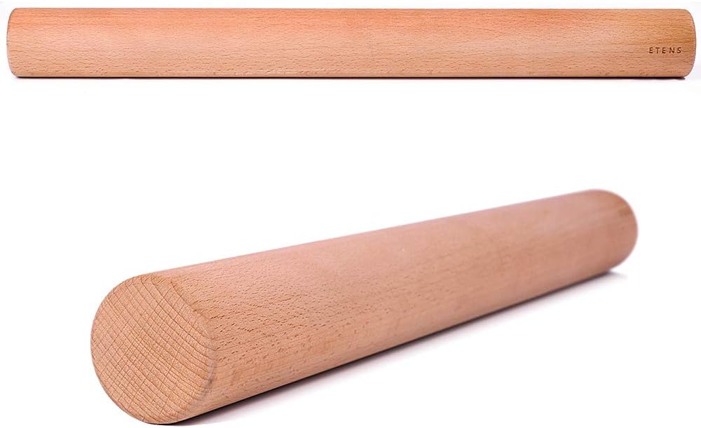 Rolling Pin 17.3Inch, Professional Dowel Wood Rolling Pins for Baking Pasta Pizza Pie and Cookie, Wooden Dough Roller Pin (Straight Style, Large 1.73 Inch Diameter)