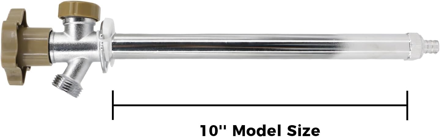 10-inch Anti-Siphon Frost Free Sillcock, Quater Turn 3/4-Inch Hose Bibb x 1/2-Inch PEX End,No Lead Brass Valve Frost Proof Outdoor Faucet Spigot