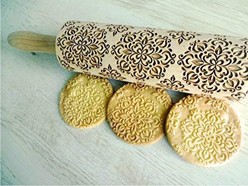 KALEIDOSCOPE Rolling Pin Laser engraved embossing rolling pin Baking tool Engraved kitchen cookies Wooden rolling pin