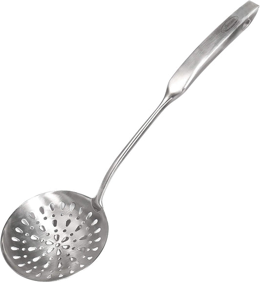 Skimmer Slotted Spoon, [Rustproof, Integral Forming, Durable] Newness 304 Stainless Steel Slotted Spoon with Vacuum Ergonomic Handle, Comfortable Grip Design Strainer Ladle for Kitchen, 14.96 Inches