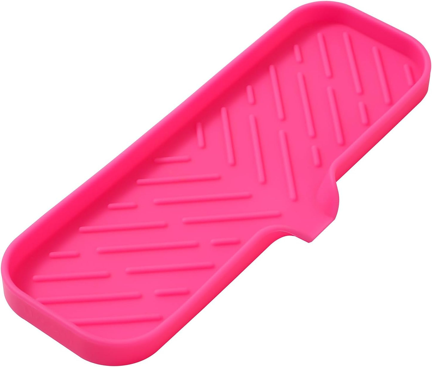 Silicone Bathroom Soap Dishes with Drain Spout-Bathroom and Kitchen Sink Organizer,Sponge Holder,Dish Soap Tray,Perfect for Dispenser,Scrubber,Bottle,Cup on Sink or Counter-Rose 12"×4"