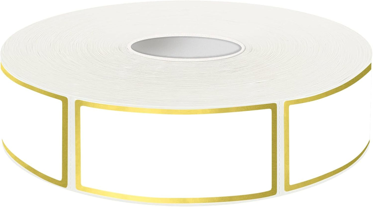 600 Golden Border Removable Freezer Labels Water Oil Resistant with Perforation Line for Food Containers Jars Pantry Organization (Ink Quick-Dry，1” x 2”)
