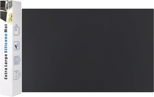 Silicone Mats for Kitchen Counter Thicker Extra Large Heat Resistant Mats Countertop Protector Liners for Bottom of Oven Air Fryer Coffee Maker, 24" x 16" x 2 mm, Black