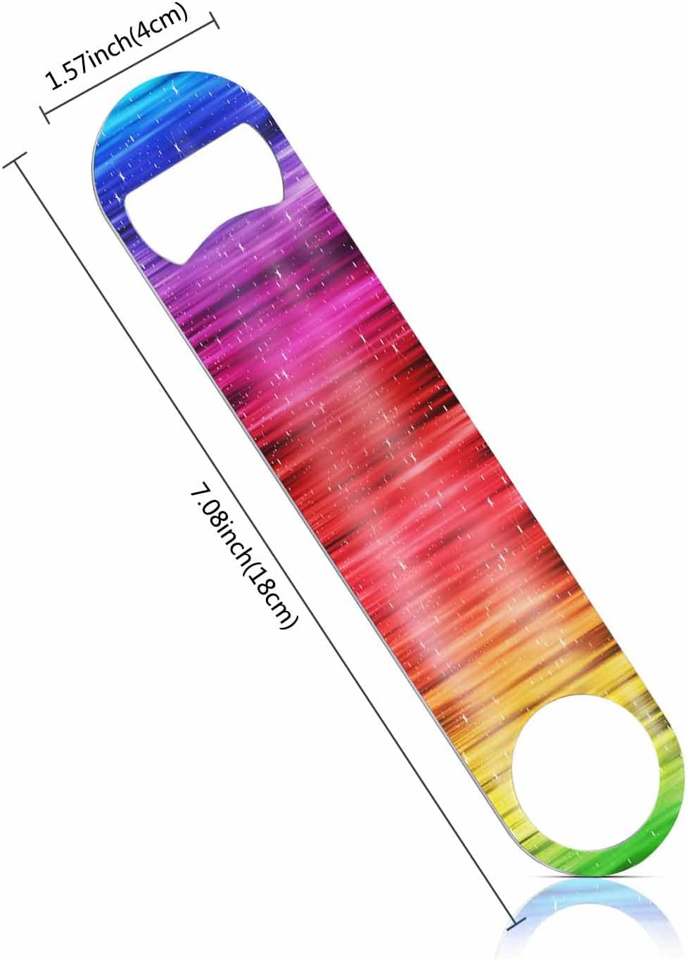 Colorful Stripes Stainless Steel Bottle Opener Rainbow and Shining Stars Red Yellow Blue Green Purple Flat Beer Bottle Opener Keychain for Home Kitchen Bar Restaurant Party Birthday Gift