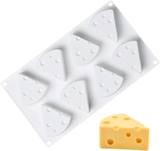 OCPO KITCHEN Cheese Silicone Baking Mold for Mousse Cake, CheeseCake, French Dessert, Pastry, Chocolate, Ice Cream, Pudding, Cake Decoration Mold, 3D Cheese Shape (8-Cavity)
