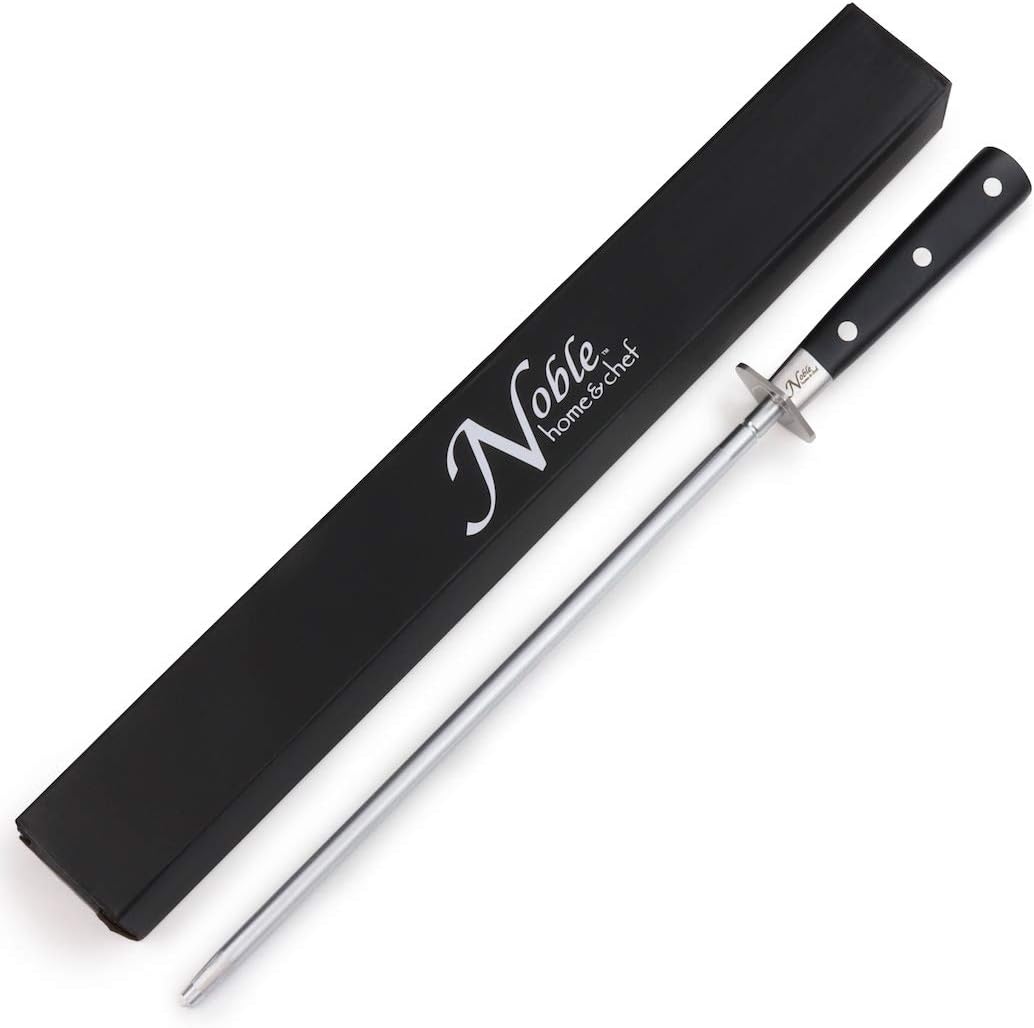 Professional Honing Steel 10”, Magnetized for Safety, No Rust, No Cheap Plastic! Noble’s Knife Sharpener Has an Oval Handle for a Firm Grip and is Built For Daily Use, Perfect for Chefs!