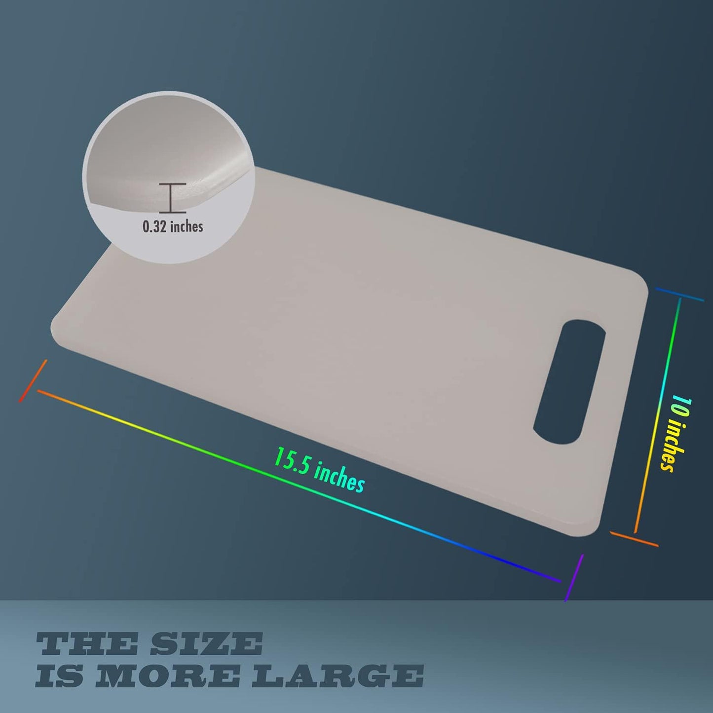 Fotouzy Plastic Utility Cutting Board with Handles, Food Safe PP Material, BPA Free, Dishwasher Safe, Thick Chopping Board, Large Size, Easy Grip Handle, for Kitchen (Almond)