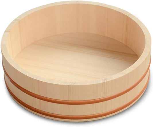 Kichgather 13 Inch Wooden Sushi Rice Bowl Hangiri Sushi Oke Rice Mixing Tub