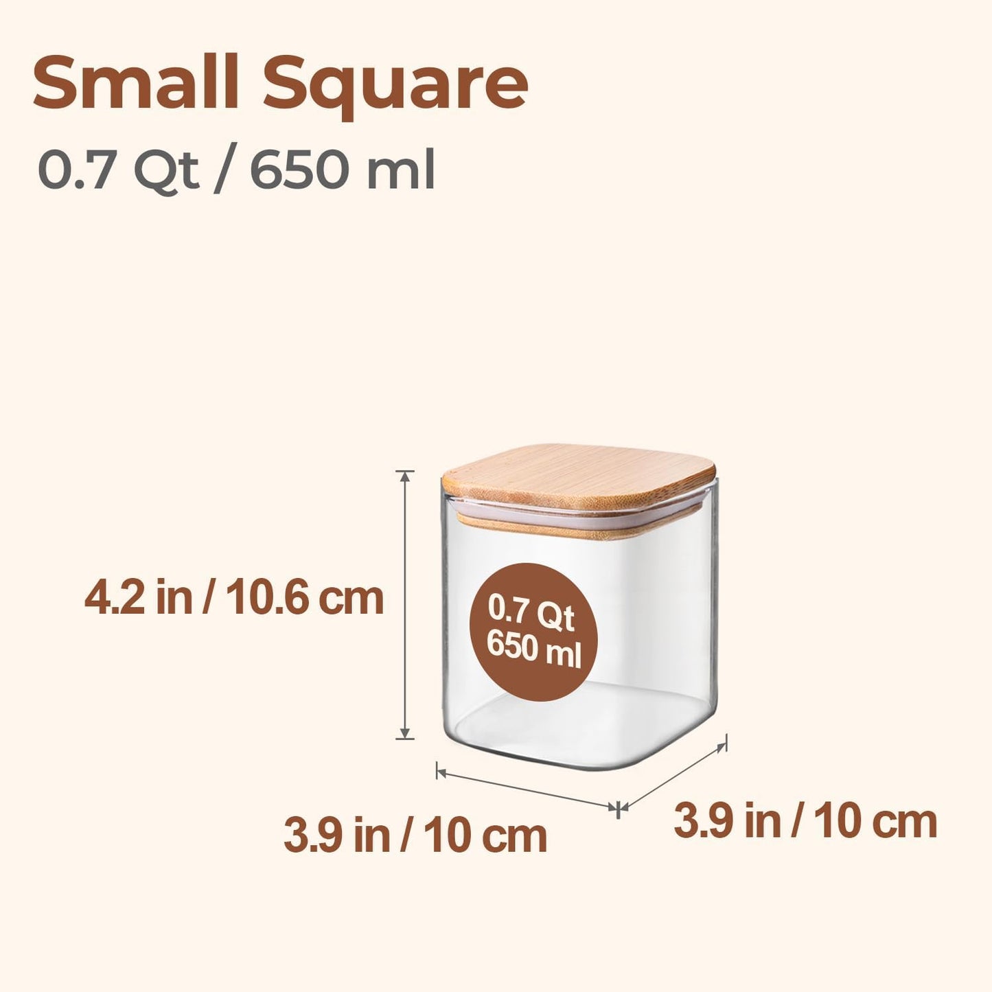 ComSaf 0.7 Qt Glass Food Storage Jars Set of 4, Clear Glass Storage Containers with Lids, Pantry Organization Jar, Spice Jar, Blooming Tea, Coffee and Sugar Container, Small Canister Set for Kitchen