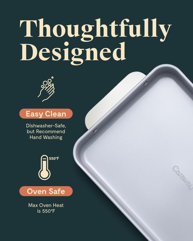 Caraway Non-Stick Ceramic 9”x13” Rectangle Pan - Naturally Slick Ceramic Coating - Non-Toxic, PTFE & PFOA Free - Perfect for Brownies, Lasagnas, and More - Perracotta
