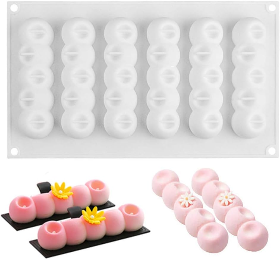 OCPO KITCHEN Eclair Silicone Mold for Baking Mousse Cake, French Dessert, Pastry, Chocolate, Ice Cream, Cake Decoration Mold, 3D Long Strip Flower Shape (6-Cavity)