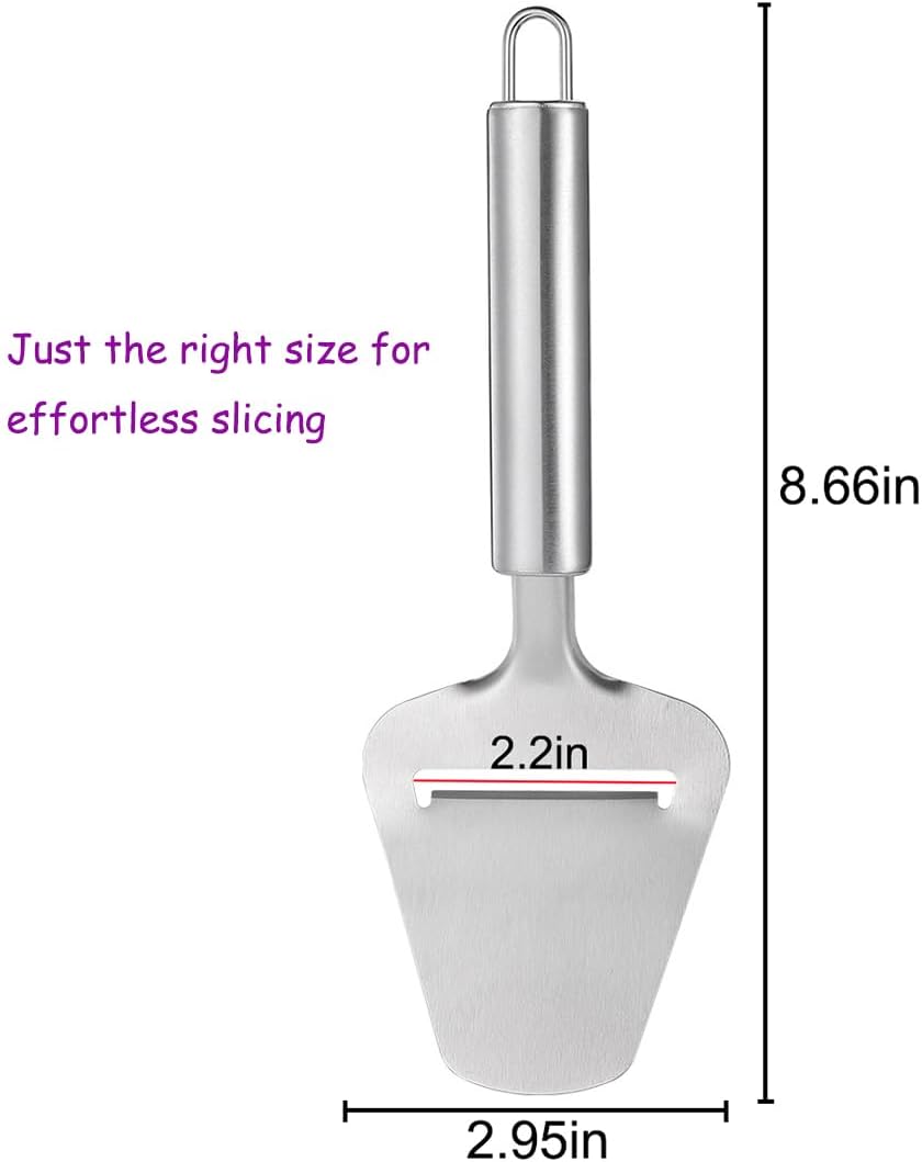Stainless Steel Handheld Cheese Slicer with Ergonomic Non-Slip Round Handle, Multi-Functional Cheese Cutter for Effortless Slicing of Cheese, Butter, Cake and More