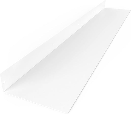 DIY CARTEL Made in USA Linear Floating Shelf - Forged Raw Steel - Industrial Heavy Duty Metal Wall Mounted Modern Rustic Farmhouse Designed Shelf Ledge (48-in X 8-in Powder Coated White)