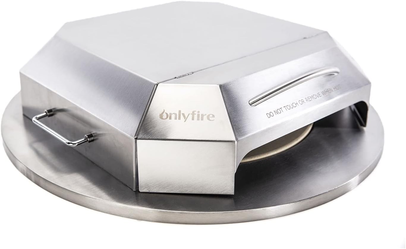 Onlyfire Stainless Steel Pizza Oven Kit for 22 Inch Charcoal Kettle Grilll - Outdoor Grill Top Pizza Oven Kit, Pizza Maker Tool Set Including Pizza Chamber, Pizza Stone, Pizza Peel and Thermometer