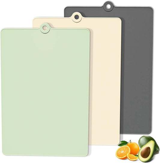 TPU Cutting Boards for Kitchen, Plastic Chopping Board Set of 3, Flexible Cutting Mat Double Sided Food Grade, Dishwasher Safe for Chopping Meat, Veggies, Fruits, Camping, BPA Free, 14.6"x9.84"x0.2"