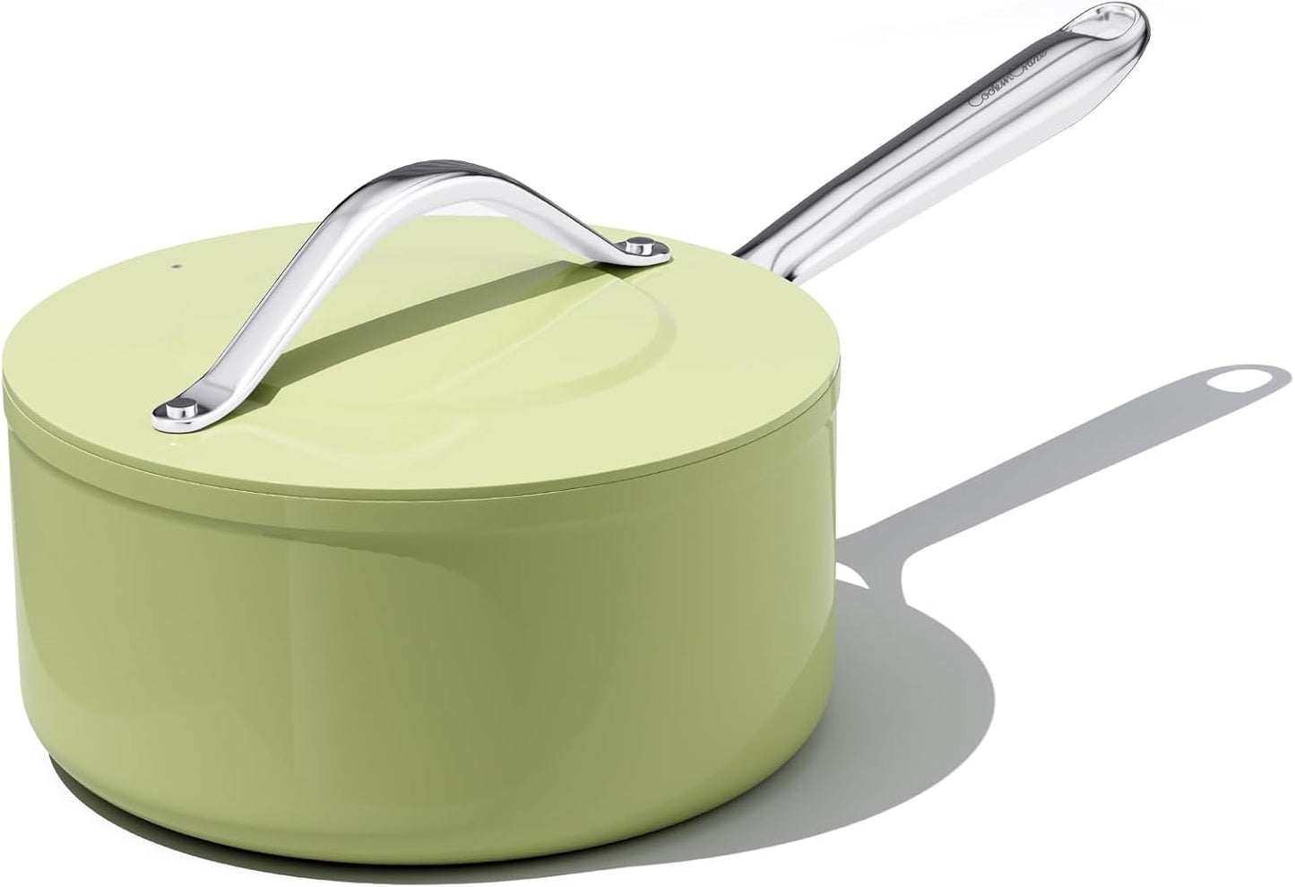 3.5qt Nonstick Ceramic Sauce Pan with Lid (8.19") Even Heat Distribution Non Toxic PFAS Free Healthy Cooking Pot for All Stovetops (Induction/Gas/Electric) Oven Safe 500°F, Avocado Green