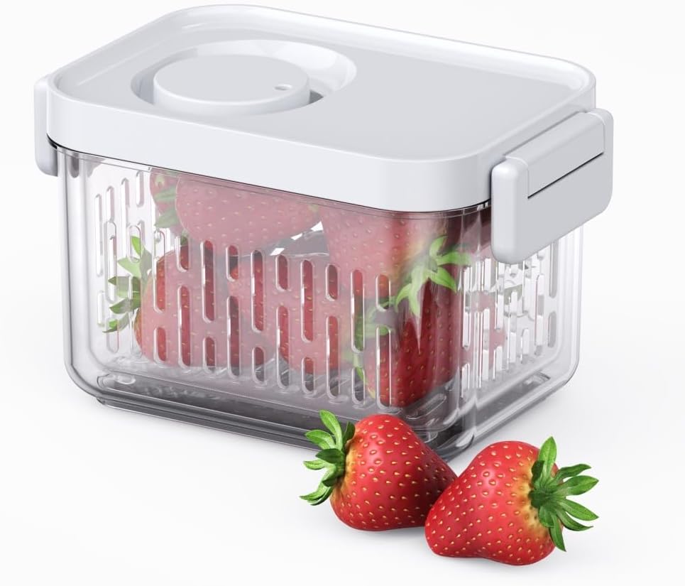 vacane Produce Saver, Fruit Storage Containers Produce Containers Berry Containers with Colanders, 3.8 Cup
