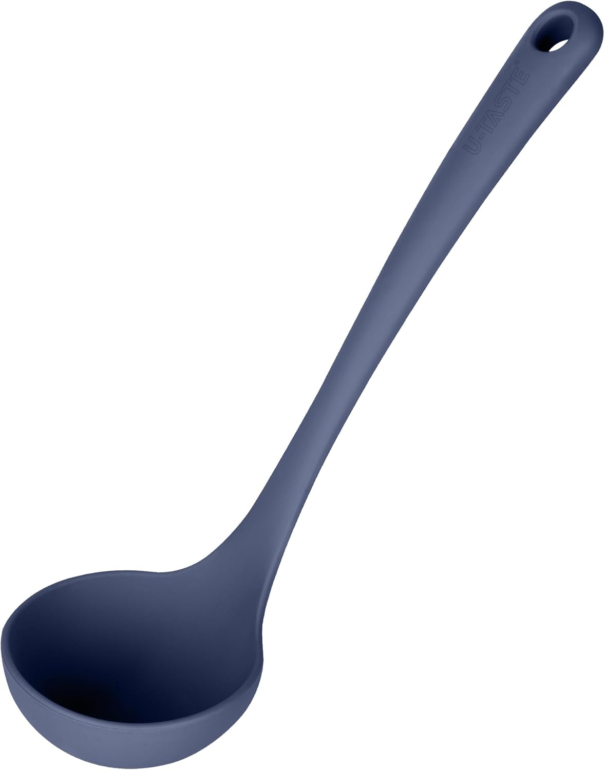 2.6oz Small Silicone Soup Ladle: U-Taste 600ºF Heat Resistant Non-Stick Kitchen Deep Serving Spoon, Soft Cooking Utensil with Non-Slip Solid Handle for Mixing Sauce Stew Gravy (11in, Midnight Blue)