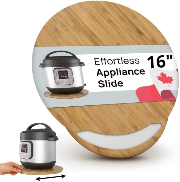 Ibyx Elegant Round Sliding Tray for Your Pressure Cooker, Air Fryer & Heavy Kitchen Appliances - Sturdy, Slides Easily from Under The Cabinet (Black, 16”)