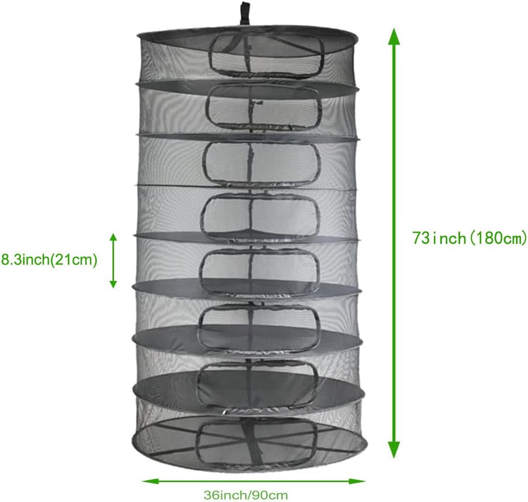 HORTIPOTS Herb Dry Rack Zipper Opening 3ft Adjustable Center Support Straps NO Sagging Fine Mesh Dry Net (Heavy Duty Zips 3FT)