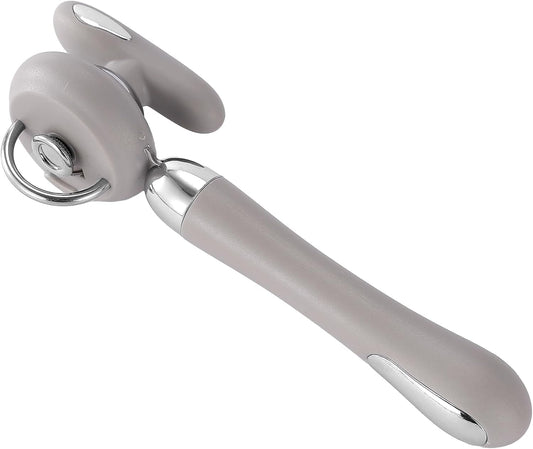 Can Opener Manual Tin Opener Stainless Steel Heavy Duty, Oversized Hand-held Easy Rotary Knob, Safe Cut Manual Can Opener with Non-Slip Handle, Smoother Cut Sharp Blade for Seniors Kitchen Tool, Grey