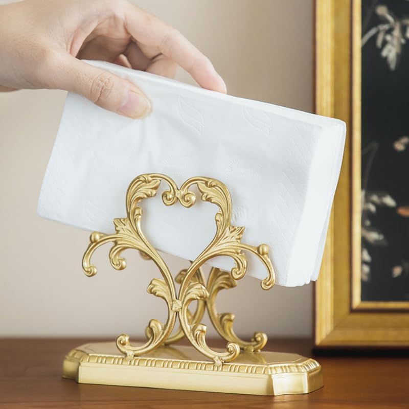 Luxurious Gold Napkin Holder for Table,Brass Napkin Holders for Paper Napkins & Kitchen Dining & Countertops, Cocktail Upright Napkin Holder Dispenser Suitable for All Room Decors